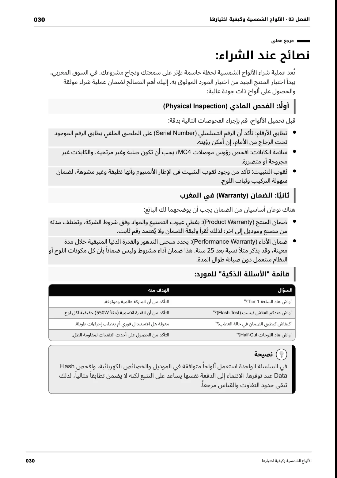 قبل شراء الألواح — صفحة 30